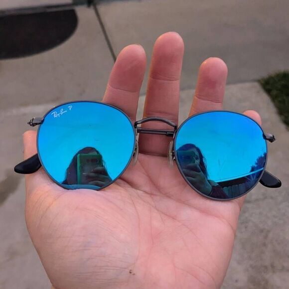 Ray-Ban Accessories - Ray-ban Round Blue Lenses w/ Gunmetal Frame Sunglasses. 50 21